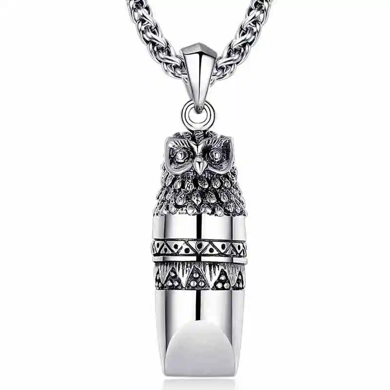 

925 sterling silver color Owl Whistle Pendant for men women Vintage Thai Silver buddha pendant Fashion Jewelry Christmas Gifts
