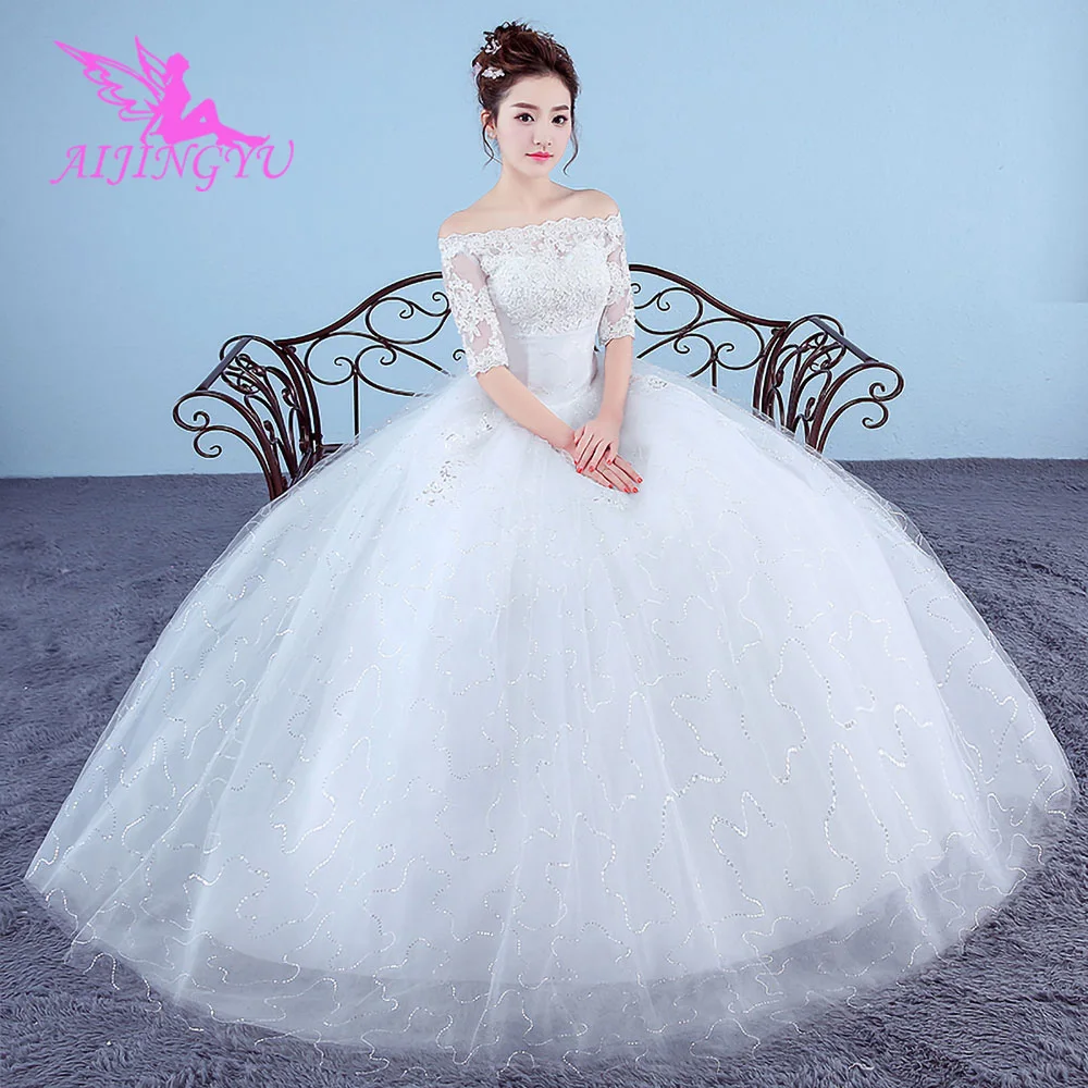 

AIJINGYU Dress Vintage Gowns White Lace Couture Cheap Buy Long Sleeve Bridal Gown Frocks For Wedding
