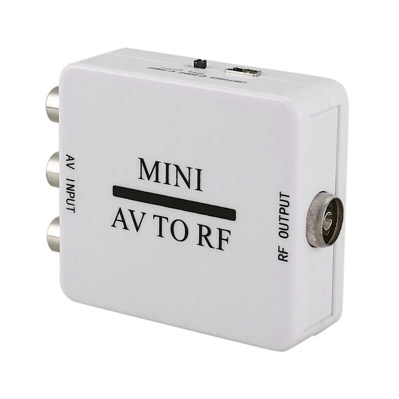 

Mini HD Video Converter Box RCA AV CVSB To RF Video Adapter Converter Support RF 67.25Mhz 61.25Mhz AV To RF Scaler TV Switcher