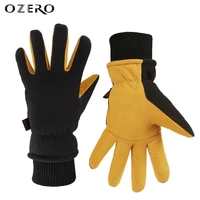 ozero men women winter warm gloves deerskin leather windproof waterproof outdoor sports ski driving cycling skiing gloves 8008