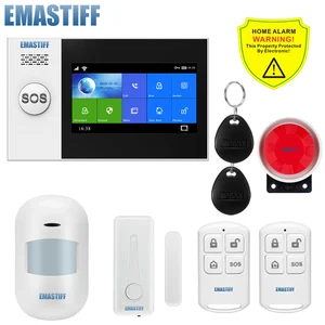 w4b 4 3 inch tft screen wifi gsm home burglar security alarm system wire motion detector app control fire smoke detector alarm free global shipping