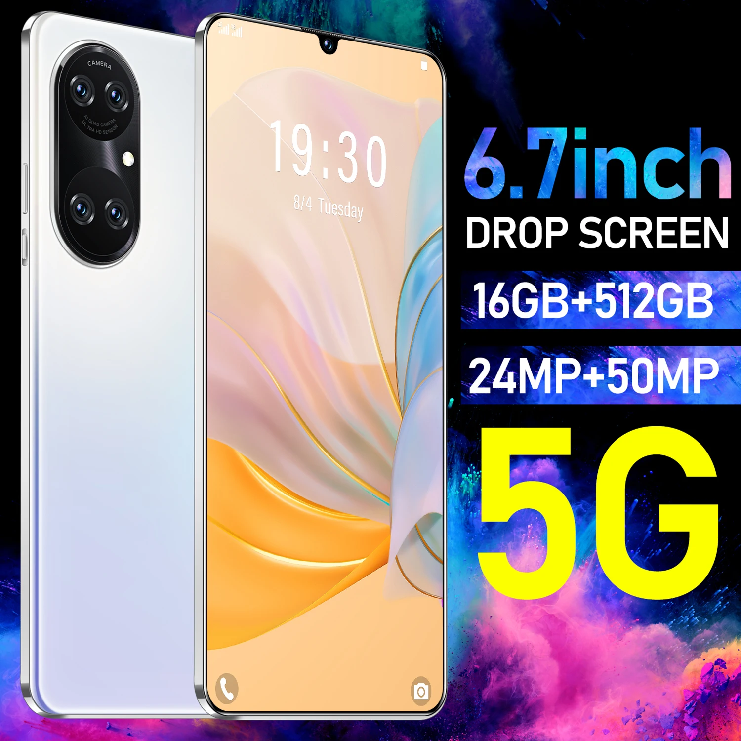 

P60 Pro 6.7 Inch Fingerprint Face ID Smart Phone 10 Core Qualcomm 888 Dual SIM+Micro SD 7000mAh Cellphones Global 5G LTE Bands