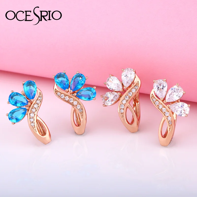 OCSERIO НОВЫЕ геометрические Висячие синие серьги в форме цветка модные женские