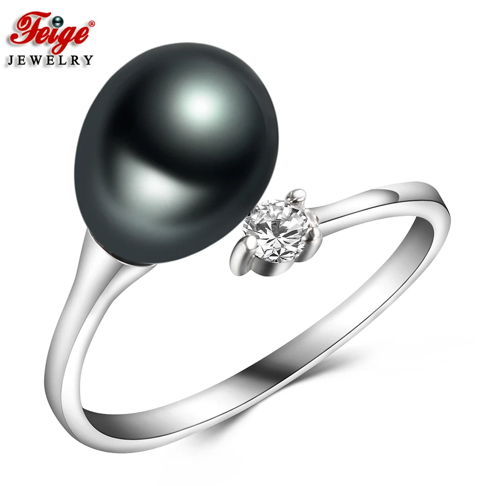 Elegant 4 Colors Natural Ellipse Freshwater Cultured Pearl 925 Silver Rings Women's Gifts Fashion Jewelry Dropshipping FEIGE