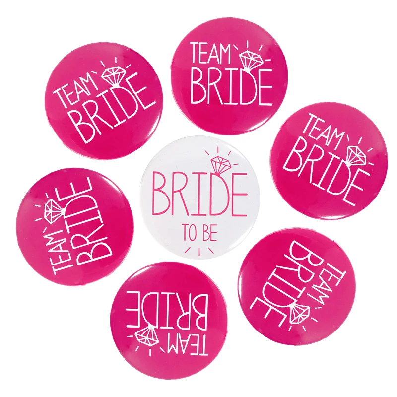 7 шт./компл., с надписью "Bride To Be" значок курица вечерние украшения девичник знак для подружек невесты украшения Свадебная вечеринка бакалавра вечерние поставки - Цвет: pink B rose red TB