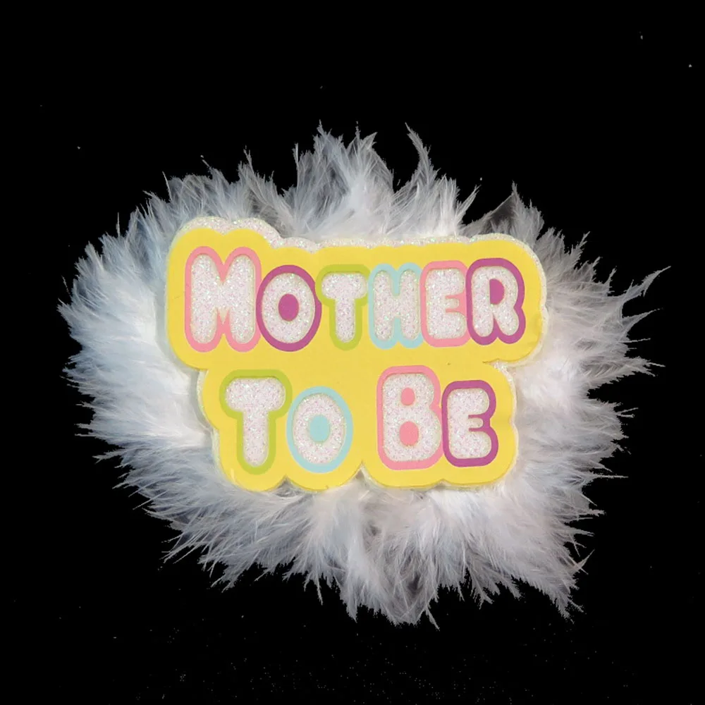 

Multi fabric mother to be white feather brooch 2021 new design Baby shower satin sash colorful printing event party supplies