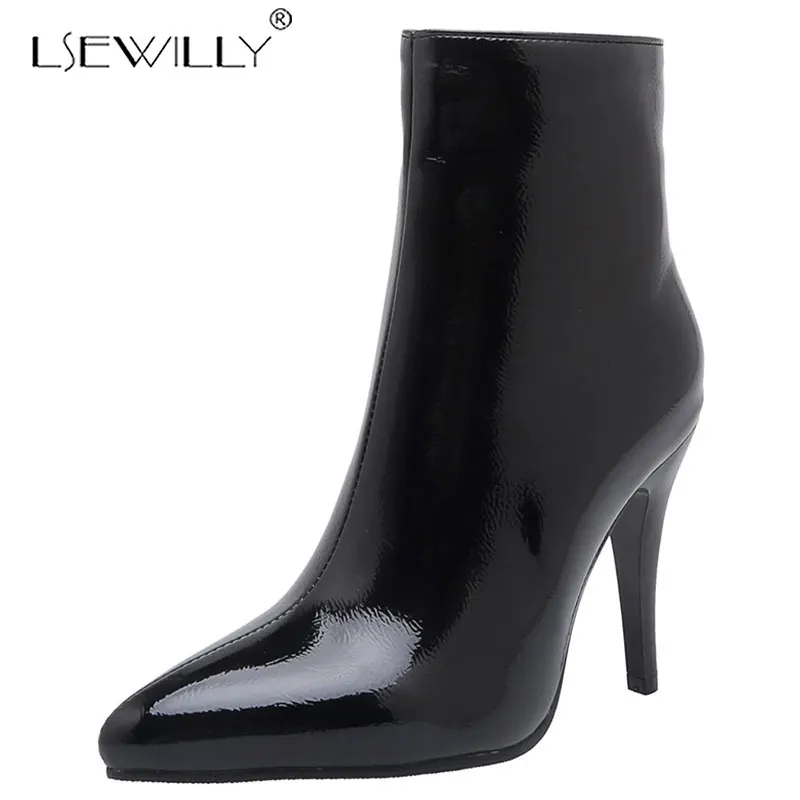 Lsewilly 2020 fashion women ankle boots solid color pointed toe stiletto high heel shoes simple autumn short woman K216 | Обувь