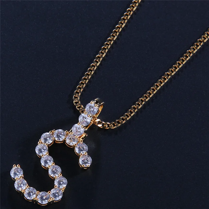 Iced Out Intial кулон из букв с теннисная цепочка A-Z кубического циркония Ожерелье для мужчин и женщин подарки Мода хип хоп ювелирные изделия