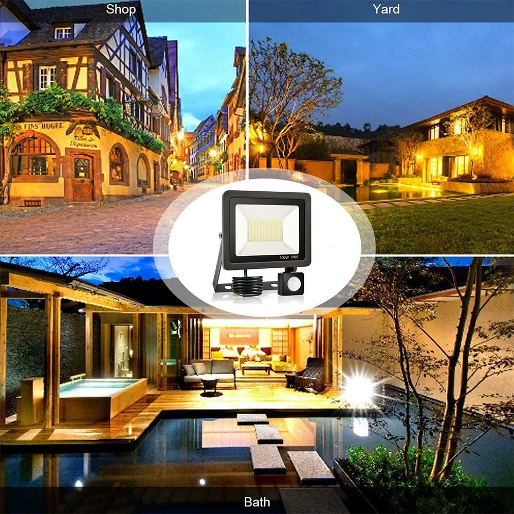 

30/50/100/200W LED Floodlight 220V PIR Motion Sensor Security Spotlights Outdoor Waterproof Wall Reflector Lighting Garden Lamp