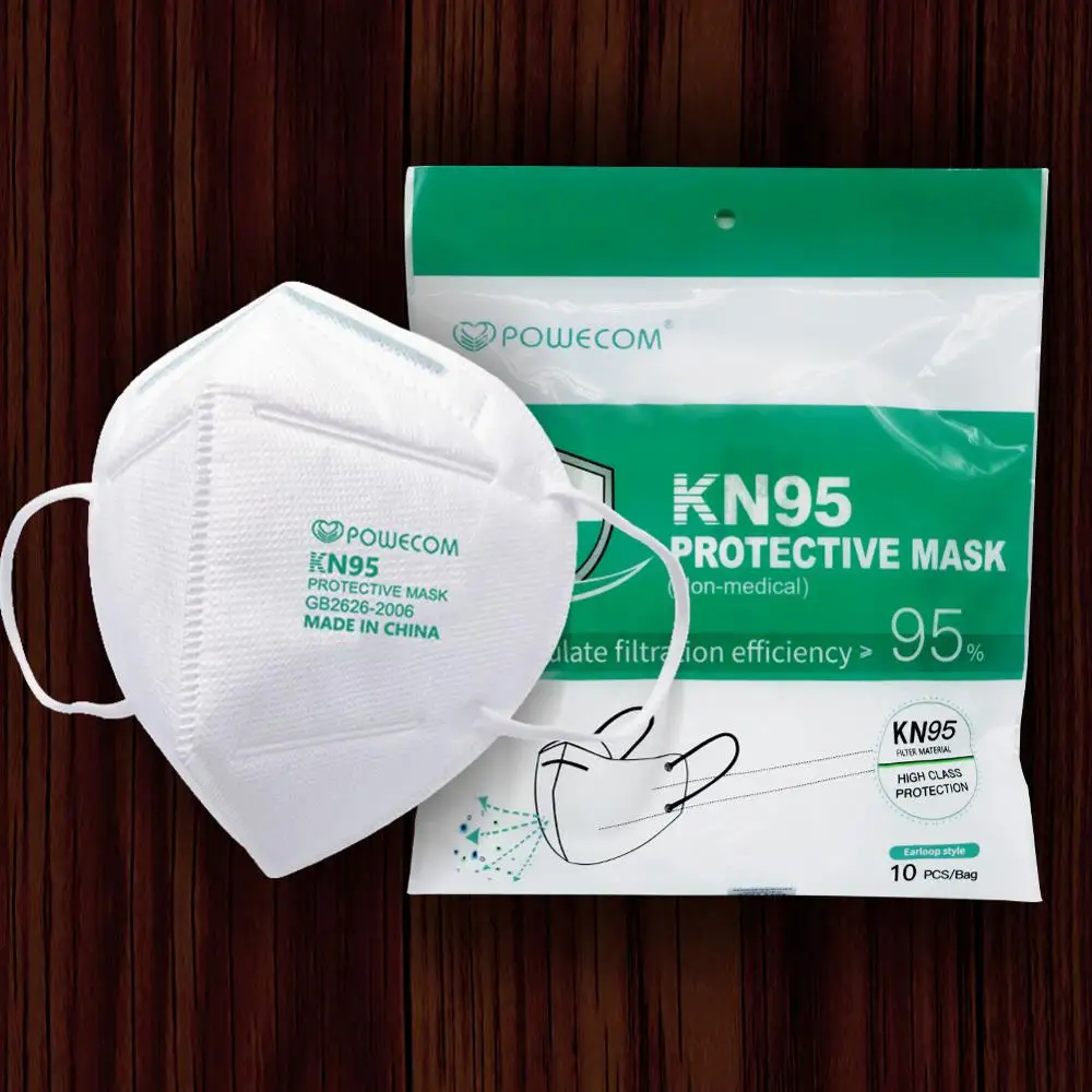 

POWECOM FFP2 KN95 Mouth Masks Anti Smog and Fog Face Mouth Mask PM2.5 Respirator Strong Protective Dustproof 95% Filtration Mask