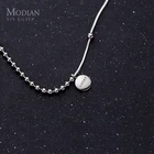 Цепочка Modian с гравировкой в виде монеты из настоящего серебра 925 пробы для женские ожерелья-чокеры