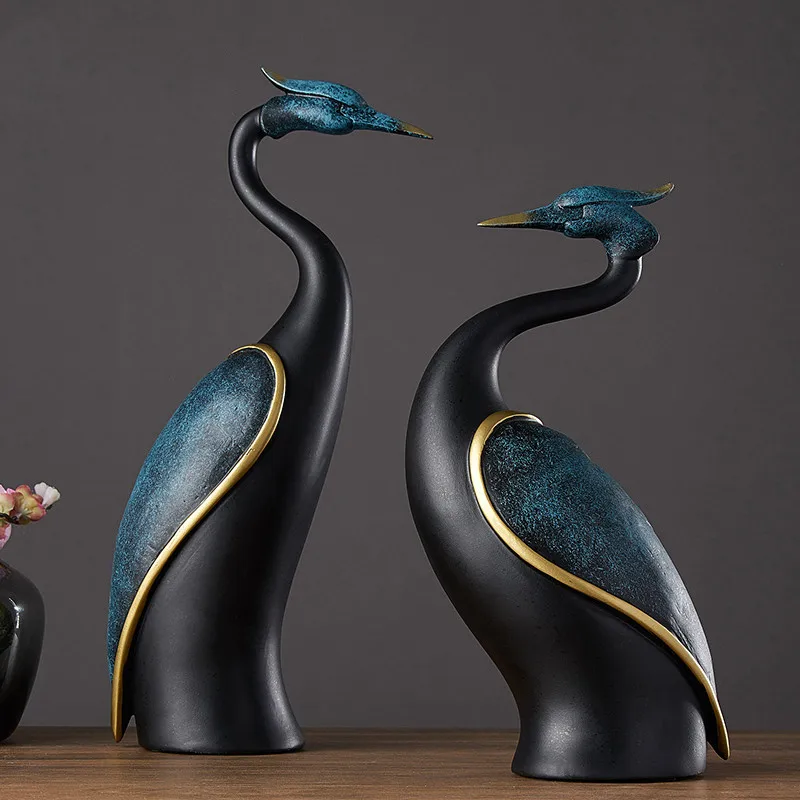 [HHT] Creative Resin Crafts Fairy Crane Desktop Ornaments Living Room Wine TV Cabinet Porch Entrance Home Decoration Accessories | Дом и сад