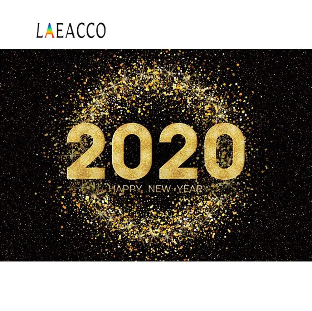 Laeacco счастливый новый год 2020 фоны для фотографии золотые точки Темный вечерние