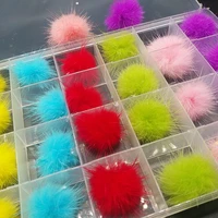 24pcsbox summer new style nail art decoration detachable magnet ball fluffy nail charms 3d puffy pom pom kit can be reused