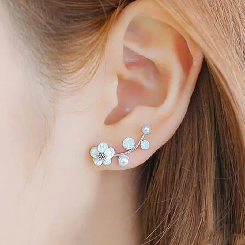 SMJEL Bijoux 2019 Кристалл ветка жемчуг цветок серьги гвоздики для женщин цветочные