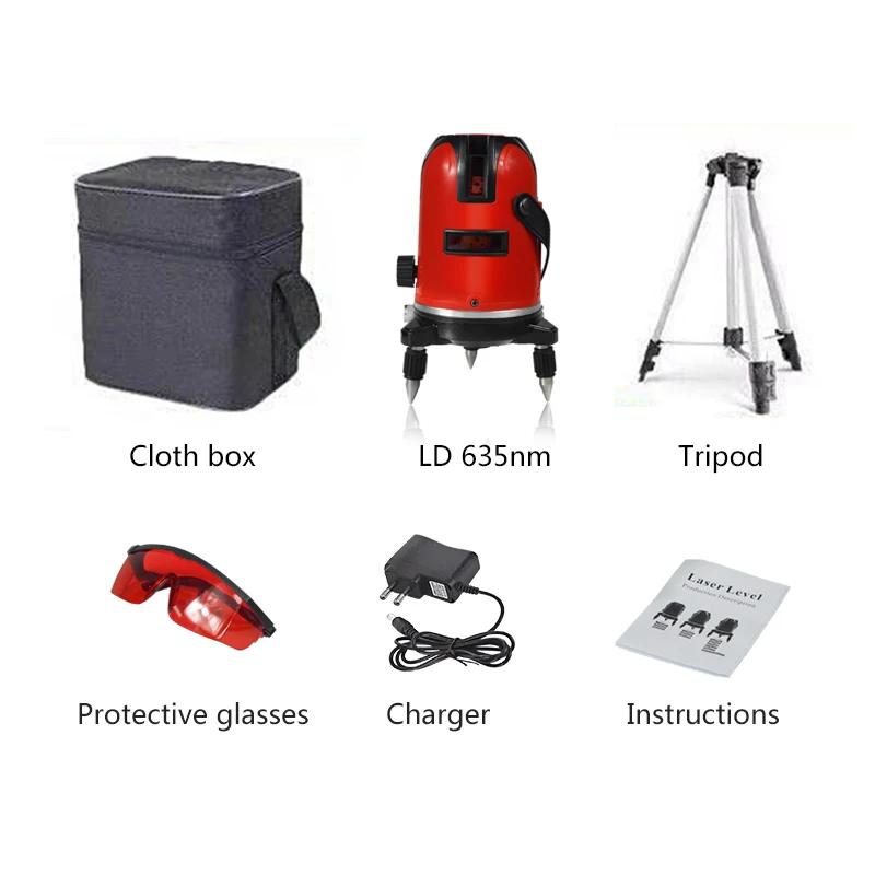 Лазерный уровень с автоматическим самовыравниванием 5 линий 6 точек поворот на 360