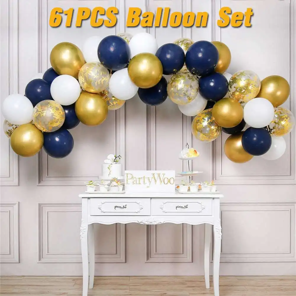 61 шт Синий Золотой конфетти кожа бордовые воздушные шары гирлянды арочный