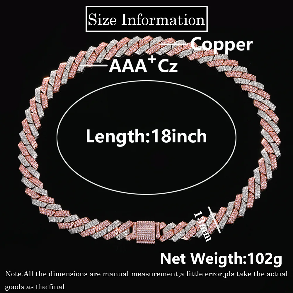 

Wholesale Iced out two colors rose and white plating cuban link chain for men