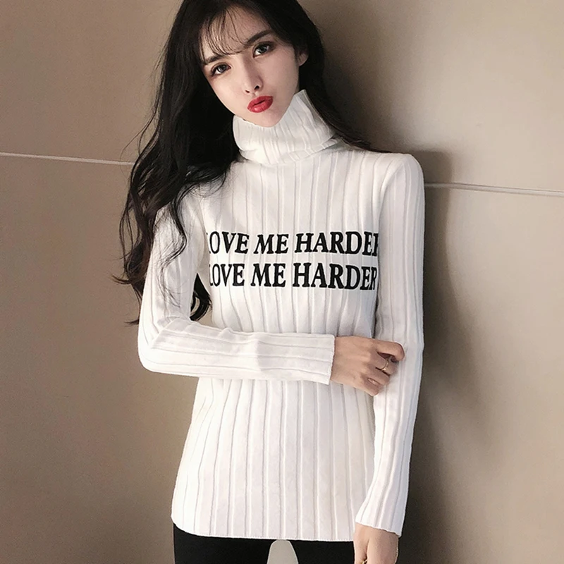 Lucyever весенний белый черный вязаный свитер с буквенным принтом для женщин 2020