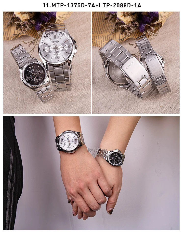 Мужские часы Casio Мужские часы Set Top Brand Роскошные женские часы Кварцевые наручные часы Спортивные мужские часы Водонепроницаемые женские часы Luminous Pair Design Model relogio feminino masculino reloj hombre