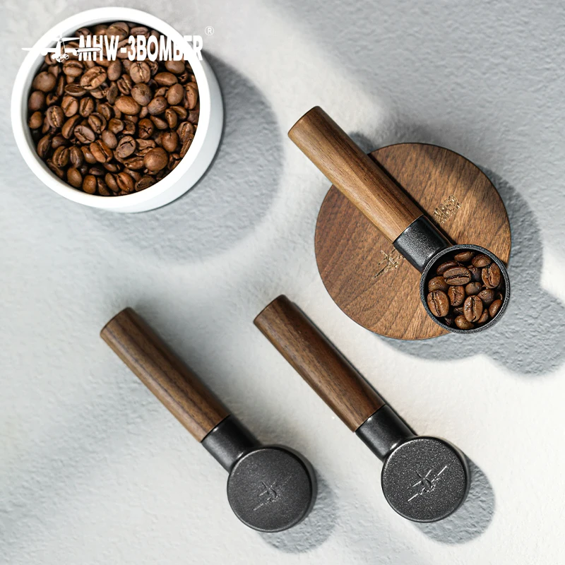 Cuchara medidora de MHW-3BOMBER MIO, herramientas de acero inoxidable y madera maciza para Barista, accesorios para m&aacute;quina de caf&eacute;, Latte, Espresso, Lungo, 8g-0