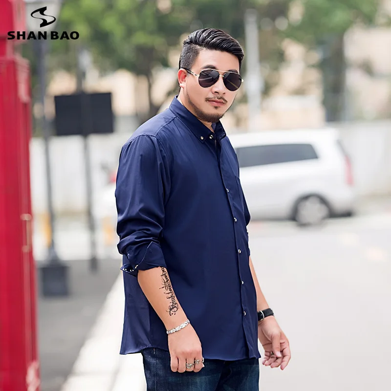 

SHAN BAO 2021 Autumn Brand Loose Long Sleeve Shirt Plus Size Business Casual Youth Men's Office Shirt 5XL 6XL 7XL 8XL 10XL