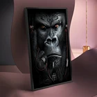 Плакат с животными и печать на стене с обезьяной гориллой, художественные картины, украшение для дома и офиса, черно-белая Картина на холсте для гостиной