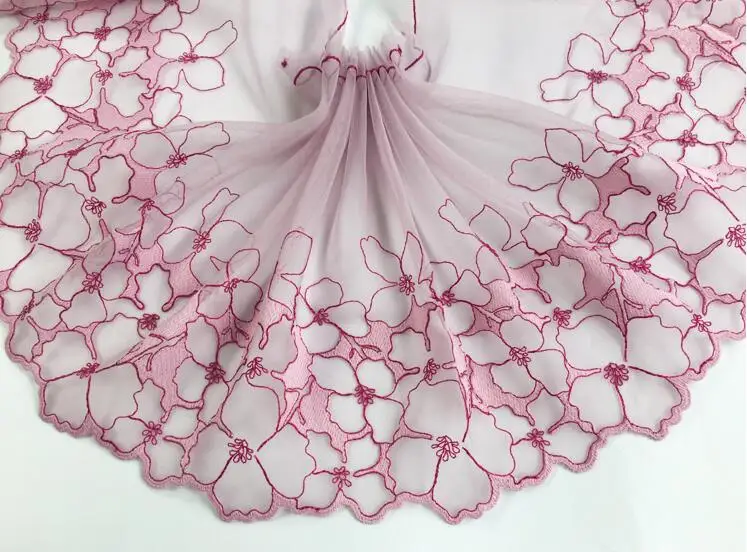 1 метр вышитая Лавандовая фиолетовая Кружевная аппликация тюль Цветочная