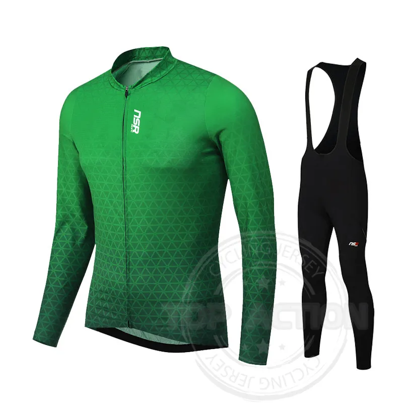 NSR профессиональная команда Осень Велоспорт Джерси наборы дышащие с длинным