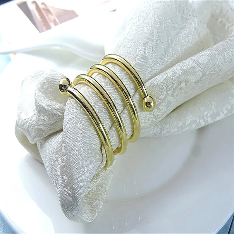 12-piece napkin buckle high-end ring exquisite simple double bead spring cloth western food | Дом и сад