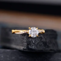 2021 new twisted delicate zircon gold ring women fashion wedding engagement jewelry classic four claws promise ring for women