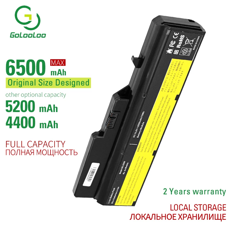 Аккумулятор Golooloo для ноутбука Lenovo 6 ячеек FRU 121001056 121001071 121001091 L09C6Y02 L09L6Y02 L09M6Y02 L10C6Y02
