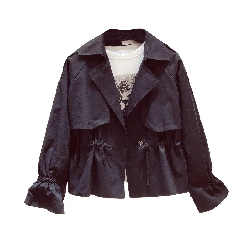 Mozuleva 2020 New Spring Fashion Lapel Long Sleeve Short Windbreaker Female Tie Up Casual Outerwear Coats and Jacket Women | Женская