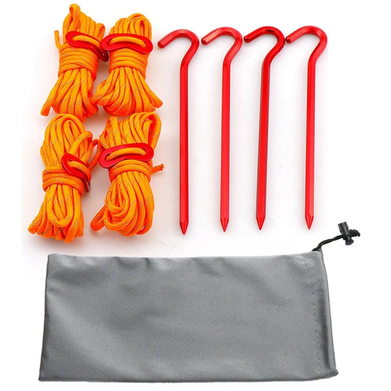 

Tent Accessories Outdoor Camping Tent Rope Ground Peg Set 4mm Reflective Rope with Double Eye Wind Rope Buckle