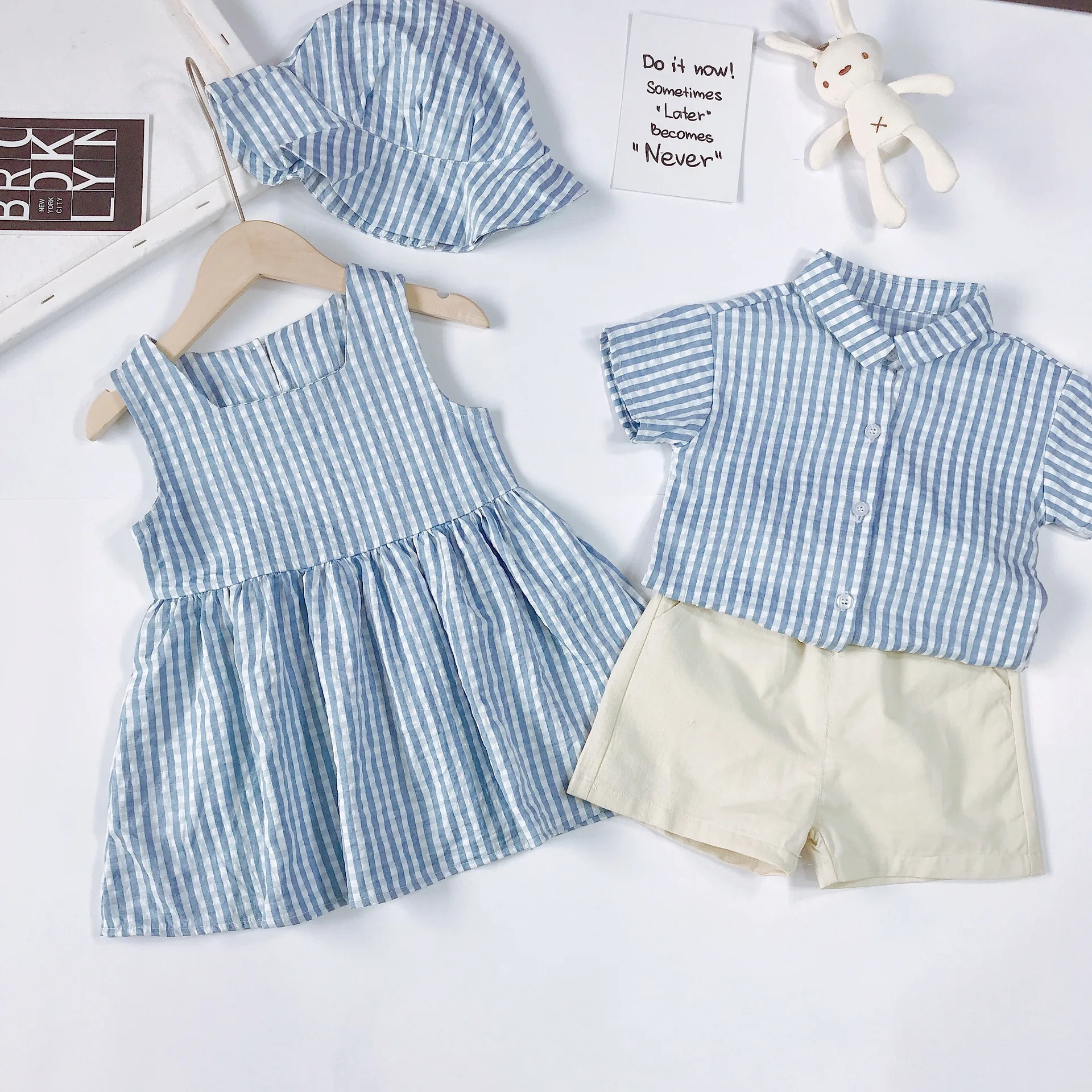 Twin Brother And Sister Suit Summer Boys Girls Dresses Shirts Shorts Clothes Sets For Baby Toddler Birthday Outfits Kids 4 5 |