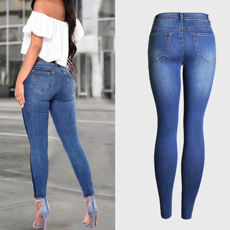 Европейские осенние зимние новые женские джинсы с завышенной талией Стрейчевые