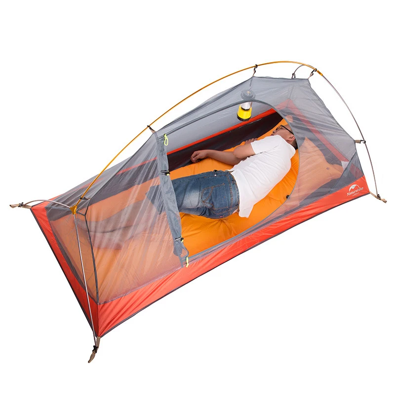 Online 1Person Doppel Schicht Camping Zelt Im Freien 210T Nylon Tuch Ultraleicht Zelt Mit Kostenloser Matte Zelte Sonne Heime Tenda Camping