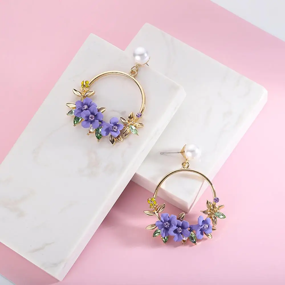 Серьги в Корейском стиле с цветами для женщин милые серьги из мягкой керамики и
