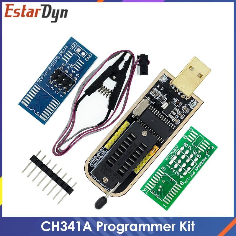 USB программатор CH341A 24 25 серия EEPROM модуль программатора с флэш BIOS + зажим SOIC8 SOP8 для