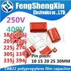 Полипропиленовый пленочный конденсатор CBB22 CBB21 CBB, 10 шт., 250 В, 400 В, 184J, 185J, 205J, 224J, 255J, 274J, 305J, 335J, 394J