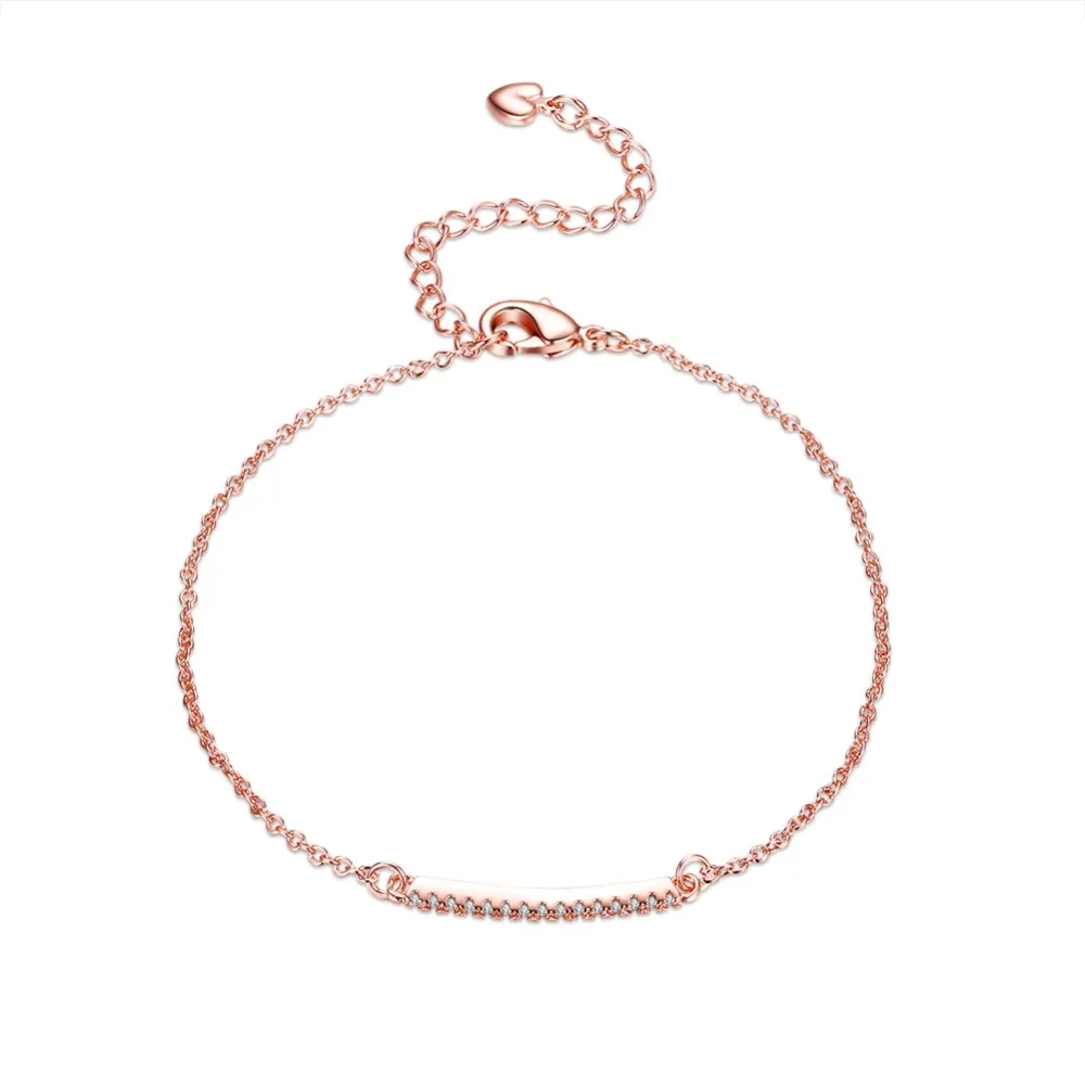 

Простые позолоченные браслеты V1027 из розового золота 18 карат, модные свадебные украшения с цирконием и камнем, аксессуары для женщин