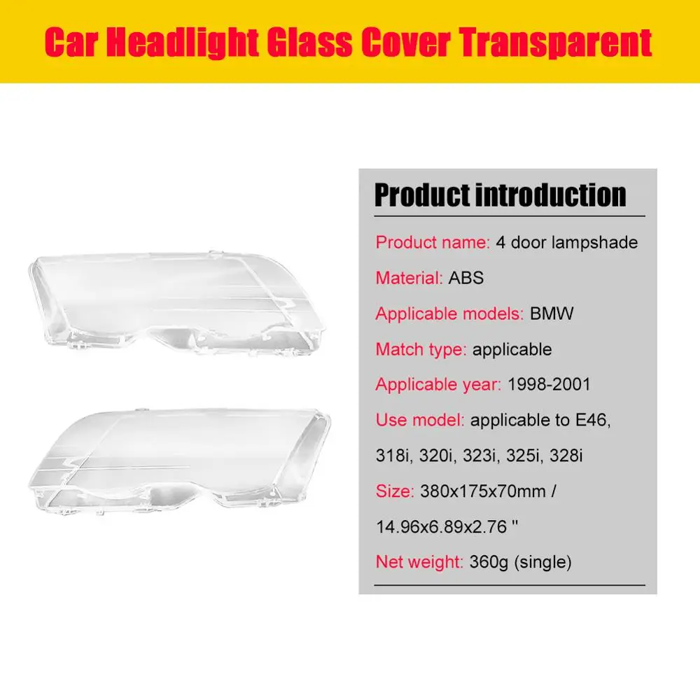 Прозрачная стеклянная крышка для автомобильных фар 2 шт. 4 двери левая и правая