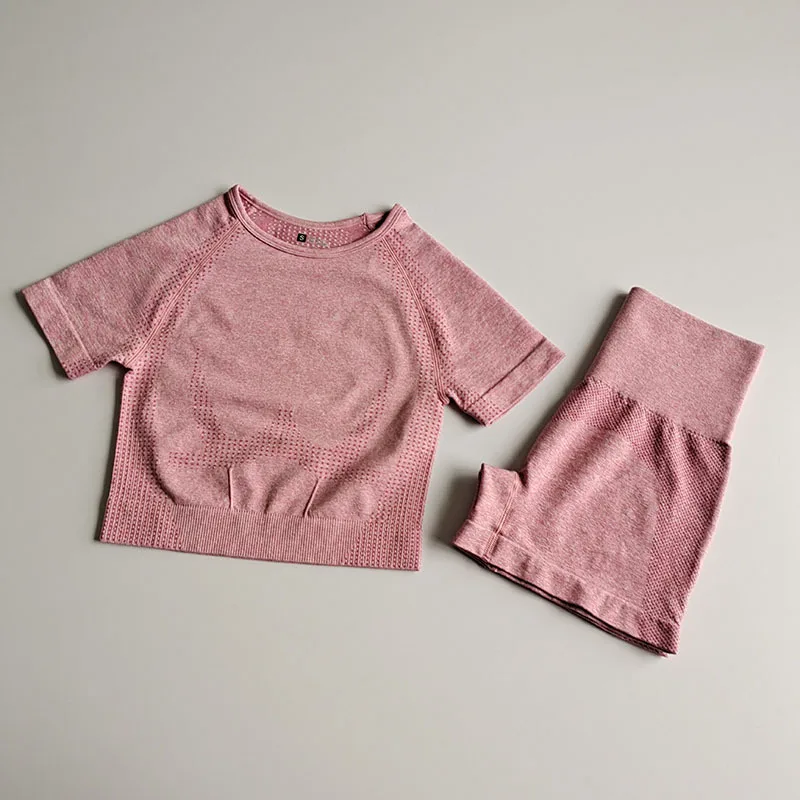 Костюм Для Йоги Женский бесшовный комплект для йоги короткий топ с коротким