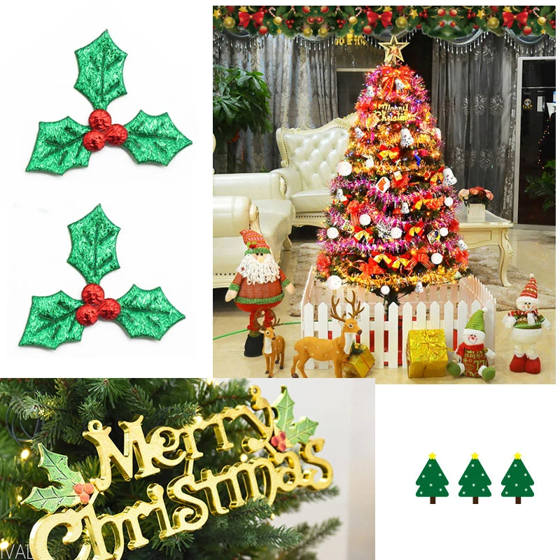 50 шт. искусственные листья Падуба рождественские украшения для дома