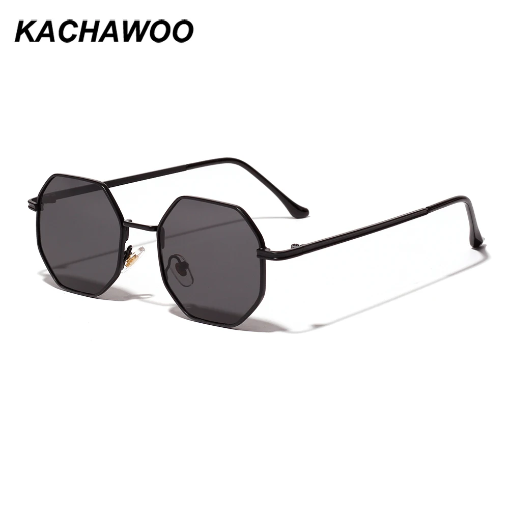 

Kachawoo octagon sunglasses women gold black brown small sun glasses for men polygon metal frame birthday present male uv400