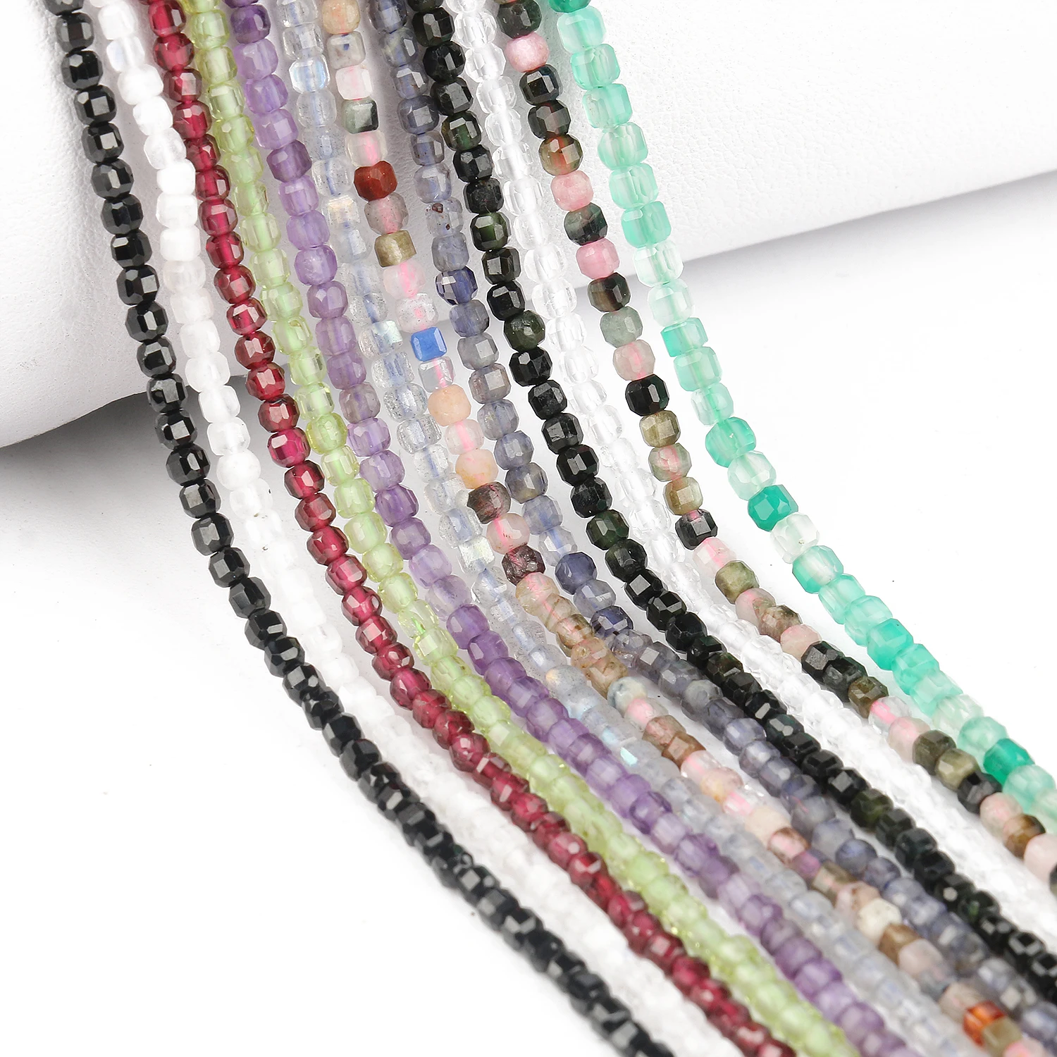 

3mm Natural Small Stone Faceted Quartz Agates Tiny Beads Square Loose Beads For DIY Jewelry Making Bracelet Necklace 15 inch