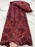 african french lace fabric 2022 nigerian leaf beaded soft mesh fabric high quality for diy sew wedding dress 4744b
