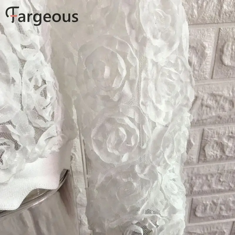 Женская белая Сетчатая футболка с цветами модные кружевные топы