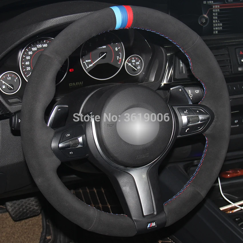 Чехол на руль светильник черный замшевый светлый синий красный маркер для BMW F87 M2