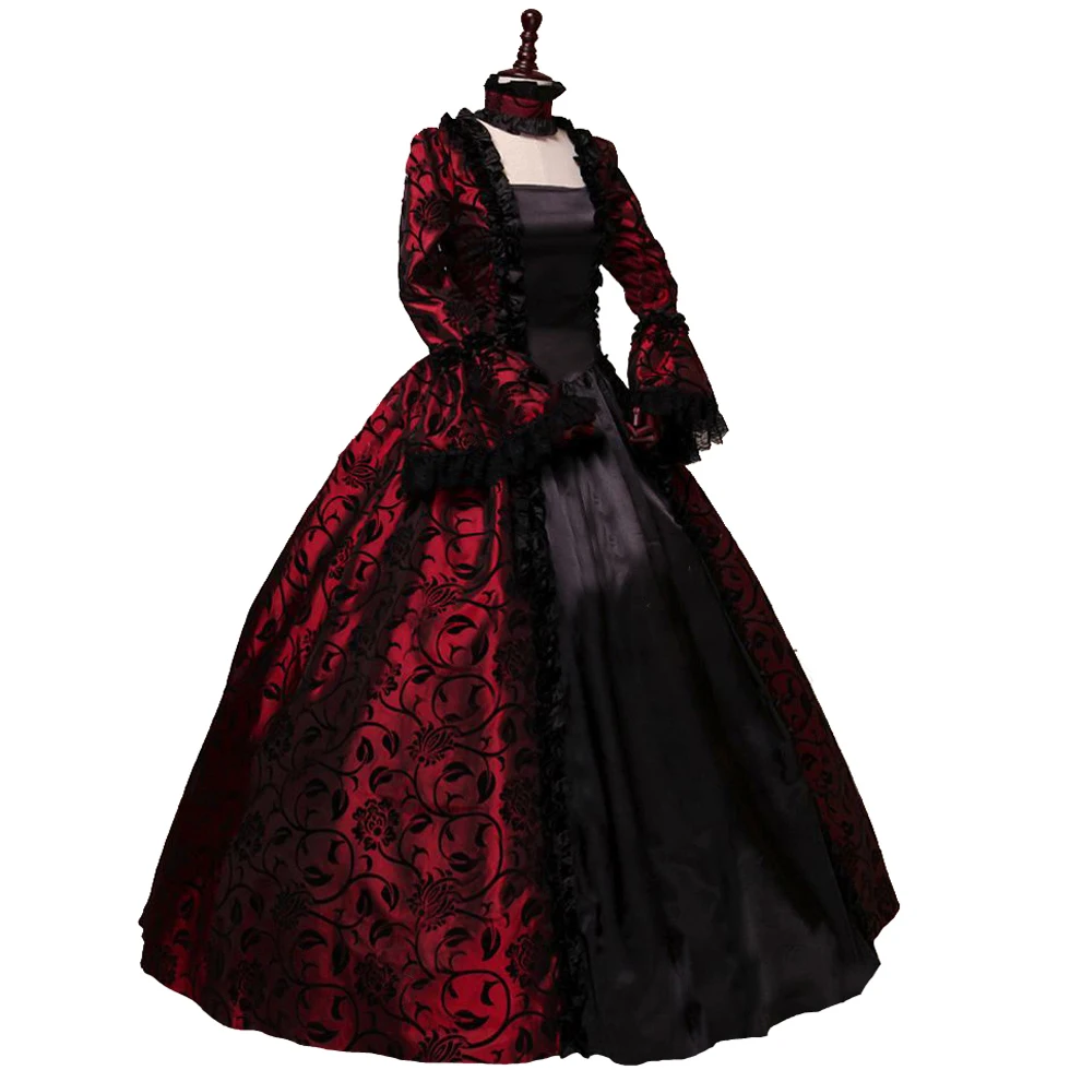 

Victorian Gothic Georgian Period Dress Halloween Masquerade Ball Gown Reenactment Clothing